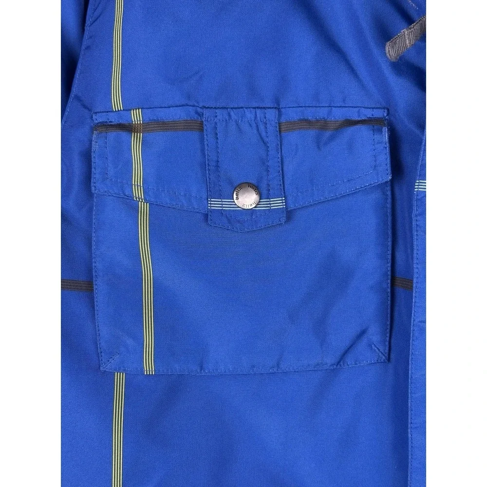 Y2K Helix Snowboard Jacket Mens M Blue Insulated Ski Cargo Hooded Snow Coat